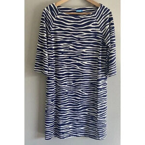 J.McLaughlin Dress Sheath Blue Cream Stripe Size Medium M